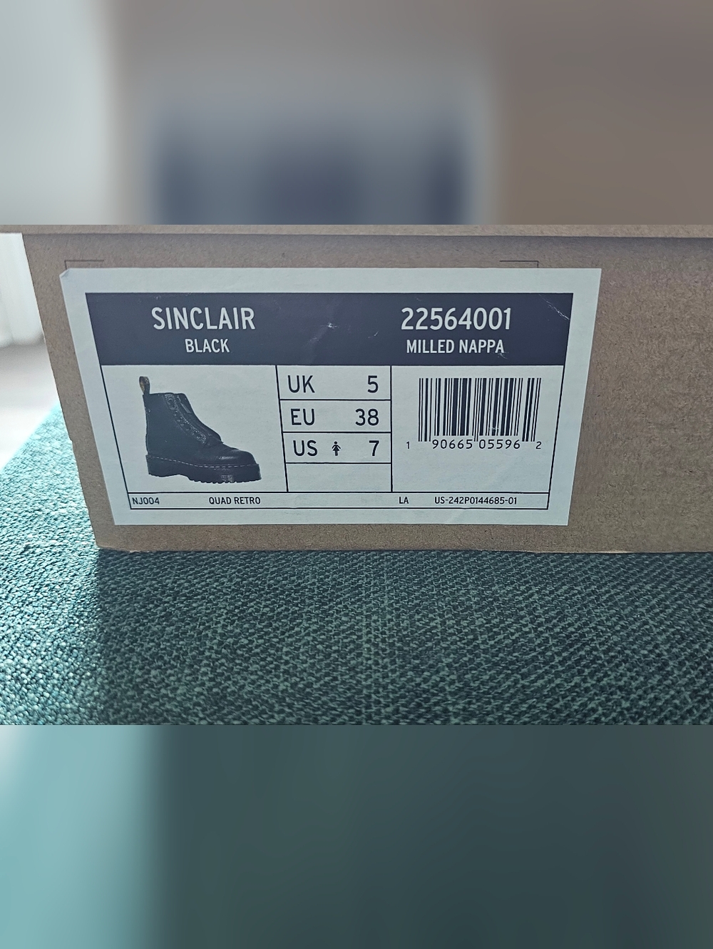 Dr. Martens SINCLAIR Milled Nappa Black Size 7 - Picture 6 of 8